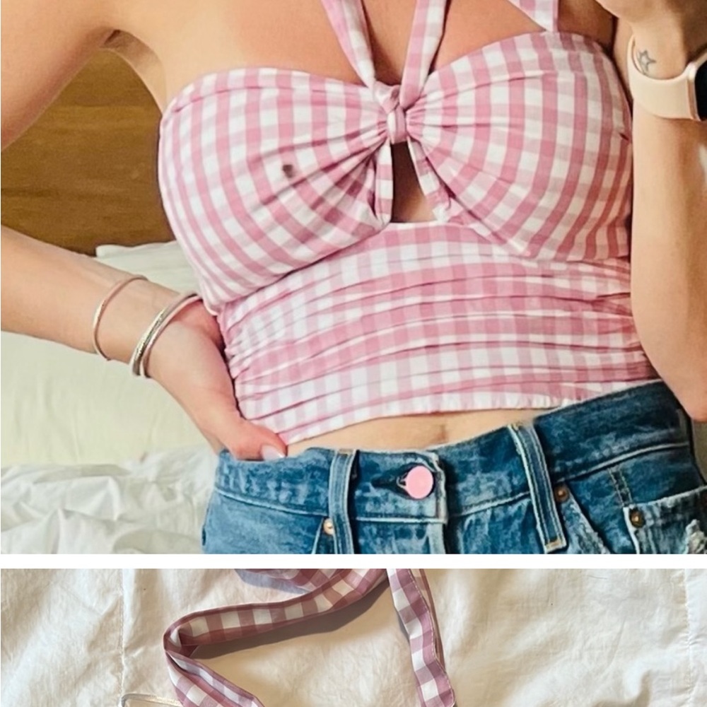 Abercrombie pink gingham halter crop… BRAND NEW - sold out online